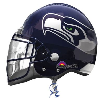 Seattle Seahawks Helmet - 21" Hellium Filled Foil Balloon, Ribbon
