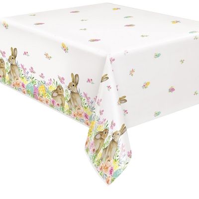 Watercolor Pastel Easter Rectangular Plastic Table Cover  54" x 84"