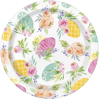 Watercolor Pastel Easter Round 7" Dessert Plates  8ct