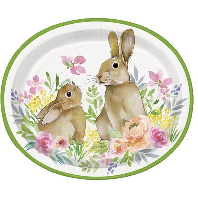 Watercolor Pastel Easter-  Oval Plates  8ct