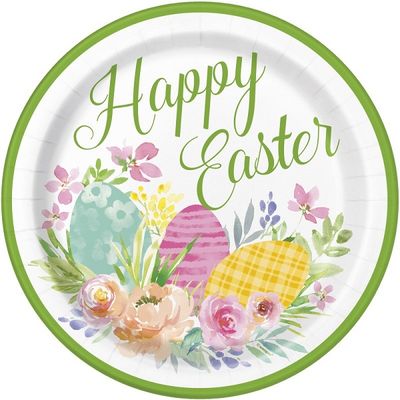 Watercolor Pastel Easter Round - 9" Dinner Plates  8ct