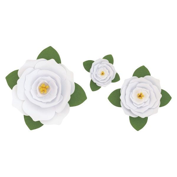 Assorted White Paper Flowers  Decoration Kit  3pc