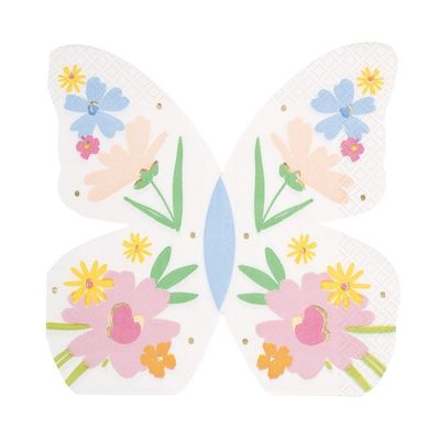 Spring Garden Butterfly-Shaped - Luncheon Napkins  16ct - Foil Stamping