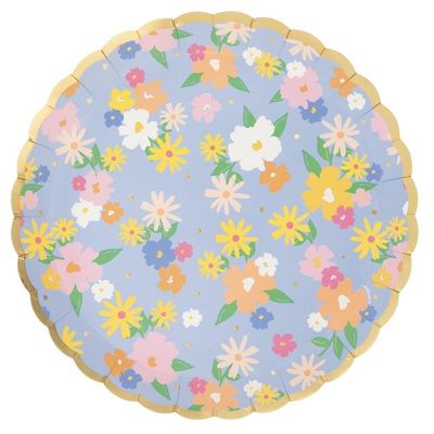 Spring Garden Scalloped Shallow Round 8.25" Plates  8ct - Foil Stamping
