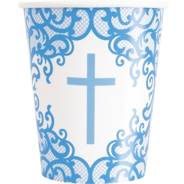Fancy Blue Cross - 9oz Paper Cups  8ct
