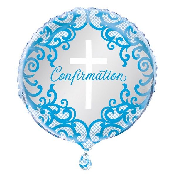 Fancy Blue Cross Confirmation - 18" Helium Filled Foil  Shaped Balloon, Ribbon