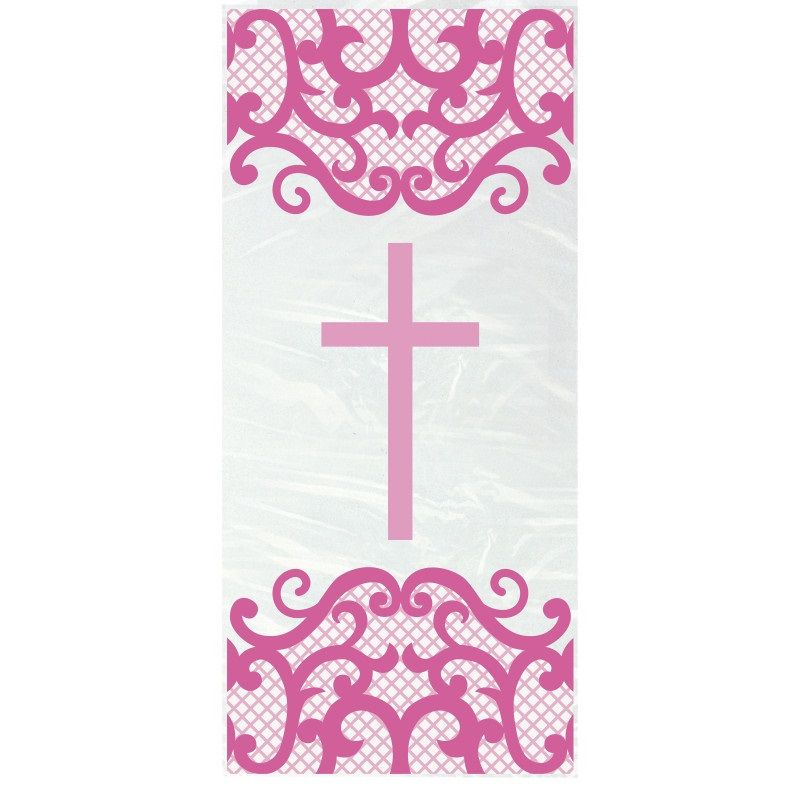 Fancy Pink Cross Cellophane Bags  5"x11"  20ct