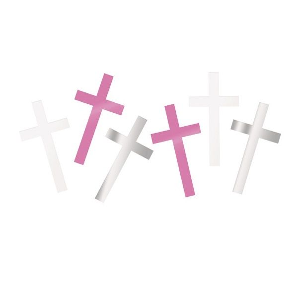 Fancy Pink Cross Foil Confetti  .5oz