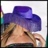Metallic Cowboy Hat w/Fringe - Purple