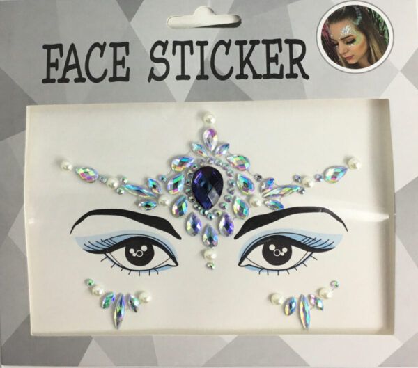Face Gems - Silver w/ Blue Jewel