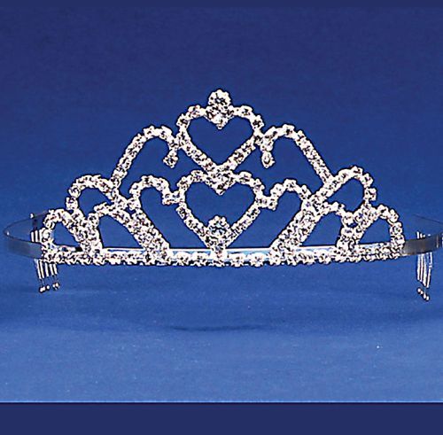 Double Heart Tiara 2" H