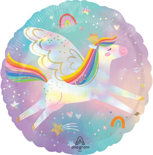 Pegasus - 18" Helium Filled Foil Balloon, Ribbon