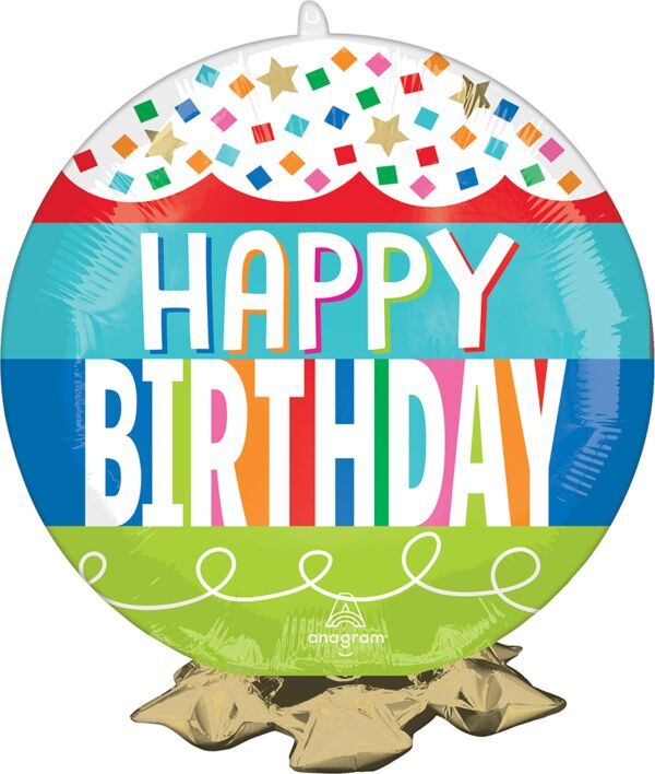 Rainbow Birthday Wishes Frillz - 19" Helium Filled Foil Balloon, Ribbon