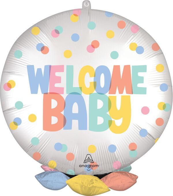 Satin Modern Baby Frillz - 19" Helium Filled Foil Balloon, Ribbon