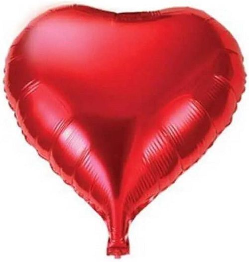Red Heart - 18" Helium Filled Foil Balloon, Ribbon