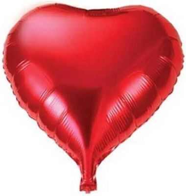 Red Heart - 18" Helium Filled Foil Balloon, Ribbon