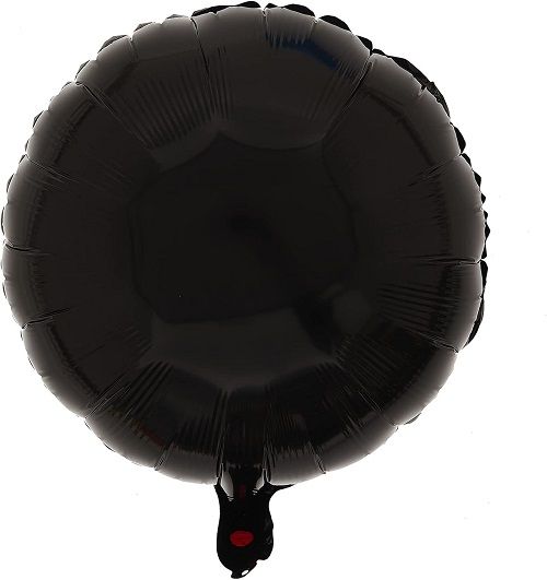 Metallic Black  Round - 18" Helium Filled Foil Balloon, Ribbon