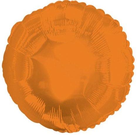 Metallic Orange Round - 18" Helium Filled Foil Balloon, Ribbon