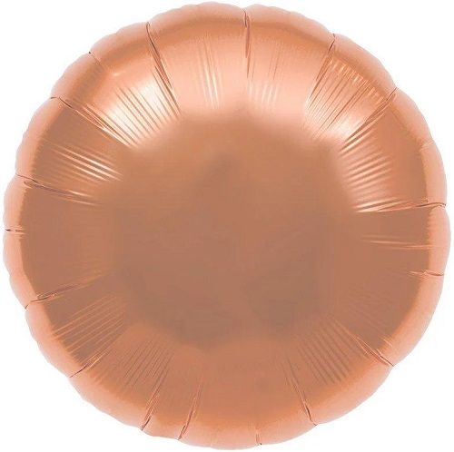 Metallic Rose Gold Round - 18" Helium Filled Foil Balloon, Ribbon