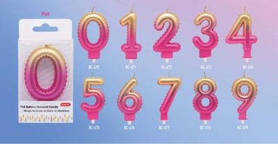 Pink Foil Balloon Numeral Candles -