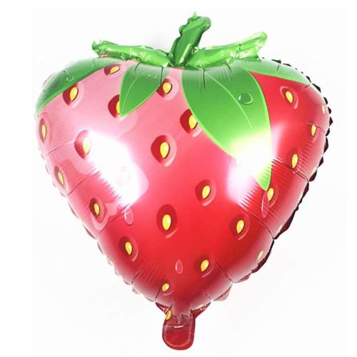 Strawberry - 20" Helium Filled Foil Balloon, Ribbon