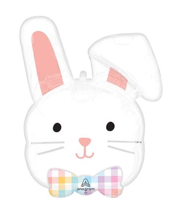 Bunny Bliss - 28" Helium Filled Foil Balloon, Ribbon