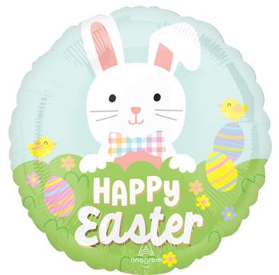 Easter Bunny Bliss - 17" Helium Filled Foil Balloon, Ribbon