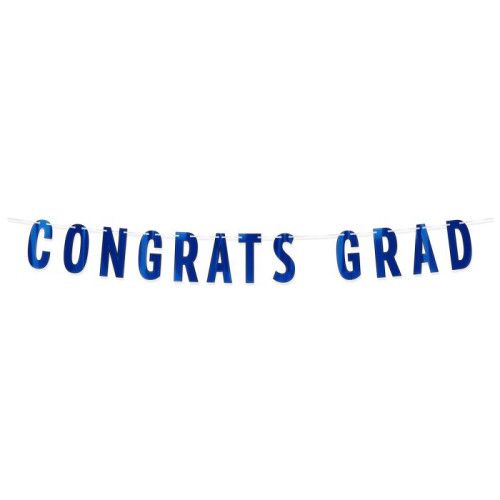 Congrats Grad Blue Foil Streamer Banner 5'