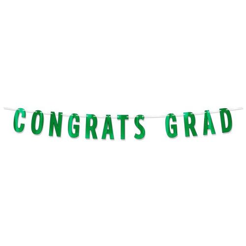 Congrats Grad Green Foil Streamer Banner 5'