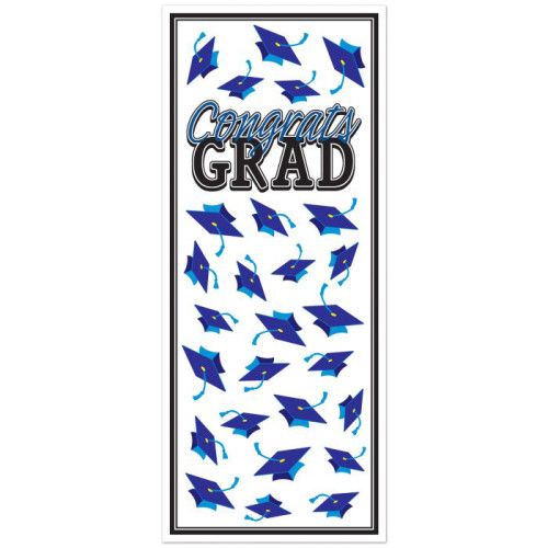 Congrats Grad Door Cover Blue 6' x 30"