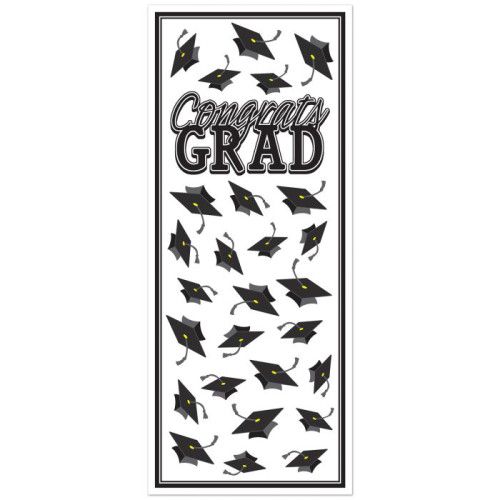 Congrats Grad Door Cover Black 6' x 30"
