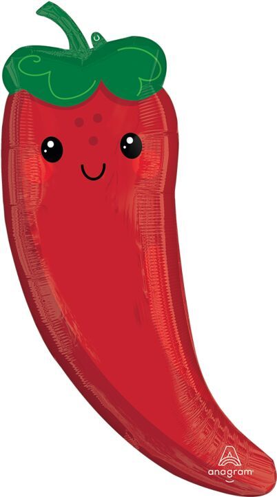 Food Friends Chili Pepper - 36" Helium Filled Foil Balloon, Ribbon