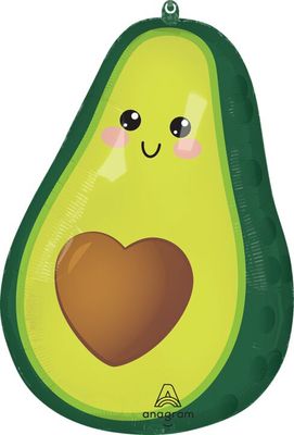 Food Friends Avocado - 24" Helium Filled Foil Balloon, Ribbon