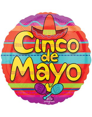 Cinco De Mayo Celebration - 18" Helium Filled Foil Balloon, Ribbon
