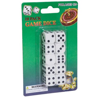 White Game Dice 10ct