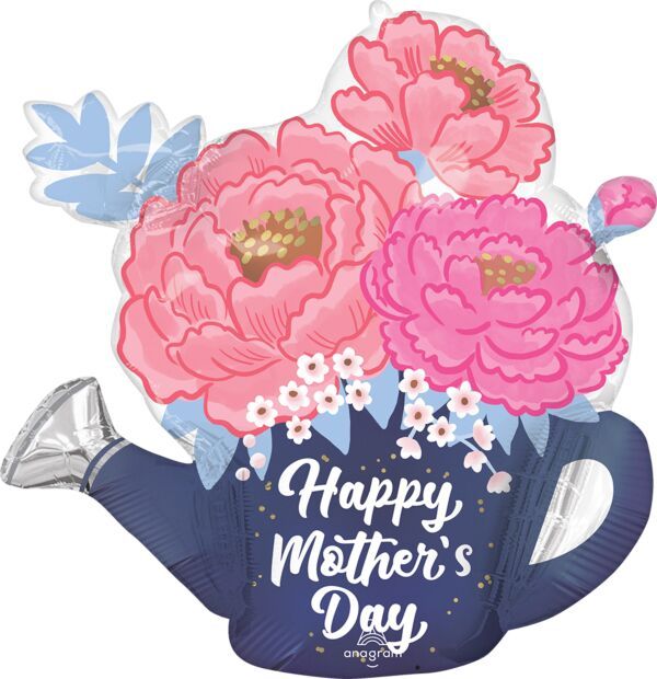 Satin HMD Peony Garden - 26" Helium Filled Foil Balloon, Ribbon