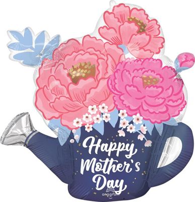 Satin HMD Peony Garden - 26" Helium Filled Foil Balloon, Ribbon