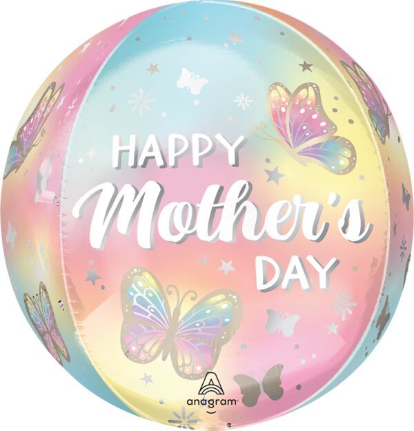 Satin HMD Fluttering Dreams Orbz - 15" Helium Filled Foil Balloon, Ribbon