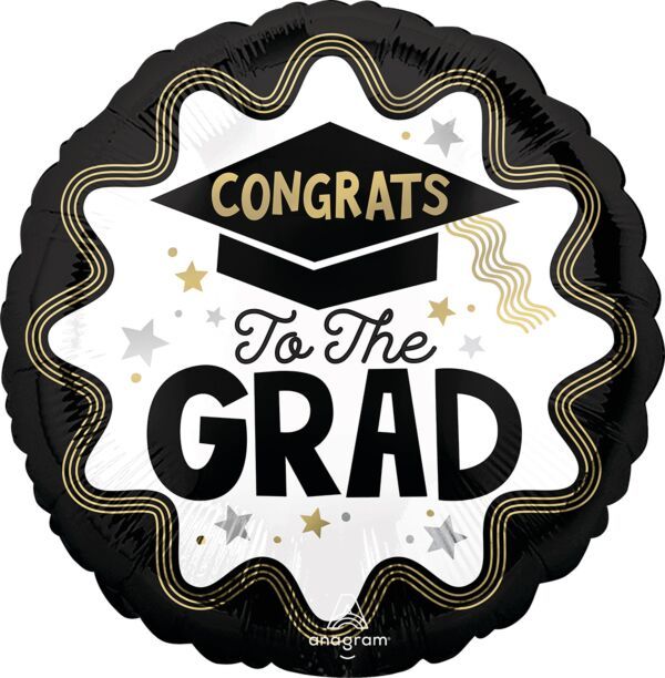 Wave of Success Congrats Grad - 17" Helium Filled Foil Balloon, Ribbon