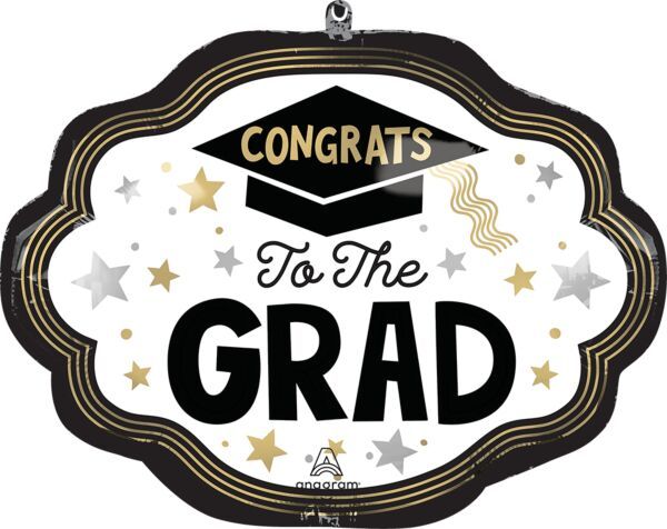Success Congrats Grad - 24" Helium Filled Foil Balloon, Ribbon