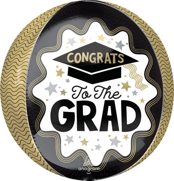 Wave of Success Congrats To The Grad Orbz - 15" Helium Filled Foil Balloon, Ribbon