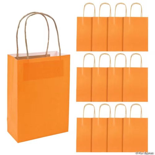 Kraft Bag Medium Orange 6.5" x 3.2" x 9" - 12 Ct Poly Bag