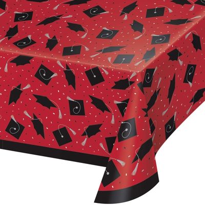 School Spirit - Plastic Tablecover Red 54" X 102"