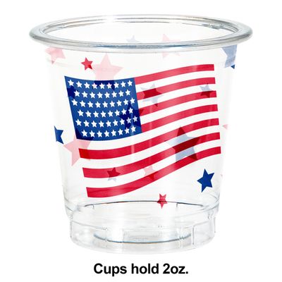 Patriotic Shot Glasses - Plastic 2oz 8 Ct