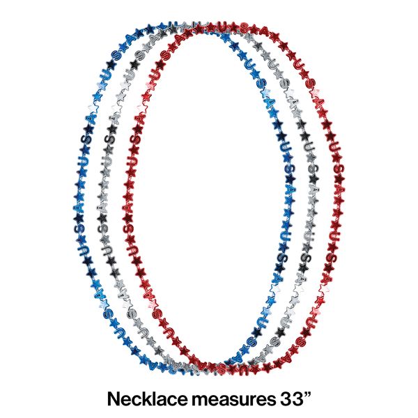 Patriotic Necklace USA - 33" 3 Ct