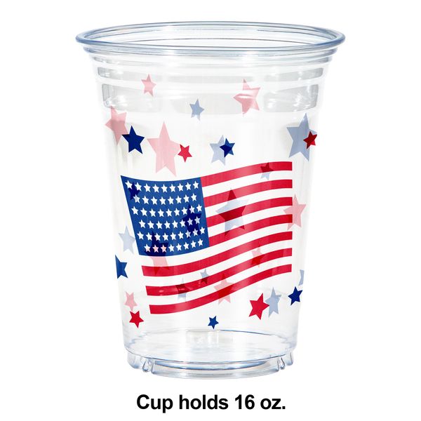 Patriotic Plastic Cups - 16oz 8 Ct