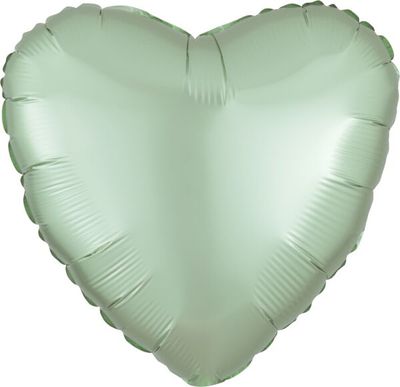 Luxe Mint Green Heart - 17" Helium Filled Foil Balloon, Ribbon