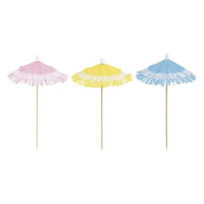 Assorted Colored Fringed Drink Umbrellas 25 Ct