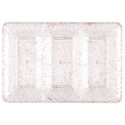 Pink Glitter Clear Plastic Three-Section Serving Tray