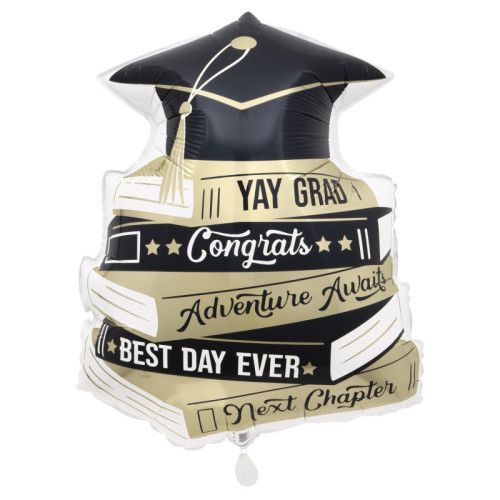 Classy Graduation Book-Stack-Shaped 24 Foil Balloon  Packaged"